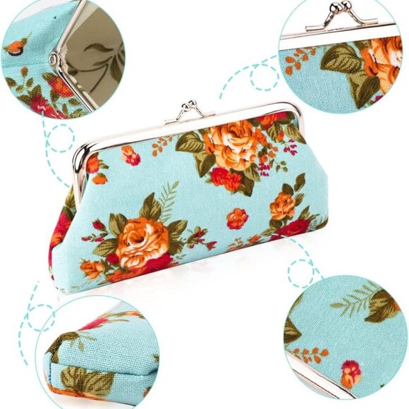 2 Packs Large Coin Purse Floral Cell Phone Pouch Clasp Wallet Handbags Change Po - Picture 2 of 10